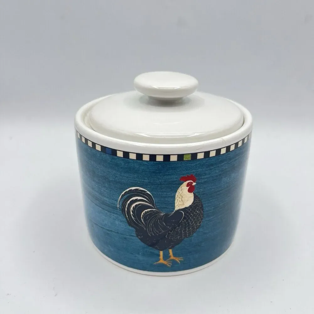 Sakura Rooster Warren Kimble 1999 Sugar Bowl with Lid